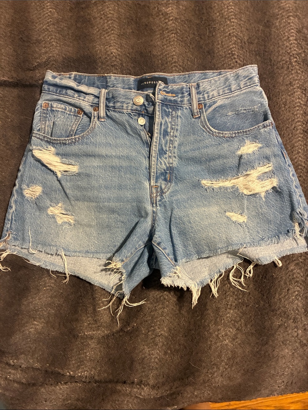 Aeropostale Light Wash Distressed Denim Cutoff Shorts